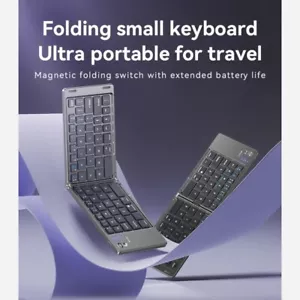 Mini Folding Wireless Bluetooth Keyboard Magnetic Foldable Switch 65 Buttons - Picture 1 of 13