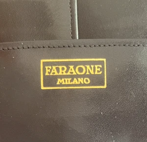 π΄ FARAONE custodia collana collier astuccio pelle blu da viaggio Milano vintage - Picture 1 of 6