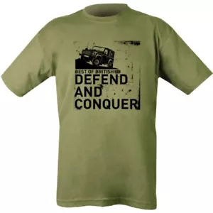 BRITISH ARMY DEFEND & CONQUER T-SHIRT MENS S-2XL MILITARY VEHICLE - Foto 1 di 3