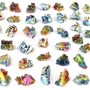 Wismut (Bismut) Kristalle je St. 4 - 7 g / Ø je 20 - 30 mm einzigartige Synthese - Bild 1 von 5