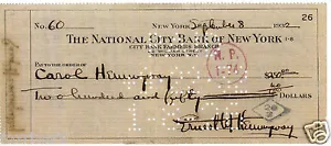 ERNEST HEMINGWAY Signed Cheque/Check - Author / Writer - Literature - preprint - Picture 1 of 1