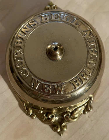 Antique Brass Corbin Bell New Britain 19th c. Rare Victorian Doorbell Cover