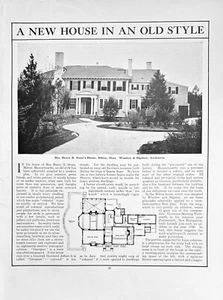 Mrs. Henry B. Stone Home 1909 Milton MA Winslow & Bigelow Architects - Picture 1 of 1