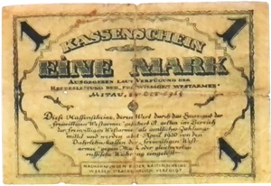 1919 Germany Intervention Forces 1 Mark Banknote Banknote - Picture 1 of 2