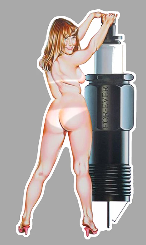 PINUP BOUGIE VINTAGE HOT ROD 10cmX6cm AUTOCOLLANT STICKER AUTO PC017