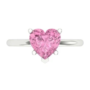 14K Weißgold Solitär Verlobungsring für Damen, 2 ctw simulierter rosa Diamant - Bild 1 von 11