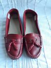 Clarks Red Soft Leather Shoes Moccasins Size 5