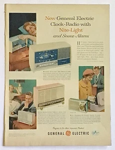 1958 General Electric Radiowecker mit Nite-Light Vintage Druck Werbung Schlummeralarm - Bild 1 von 1