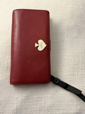 KATE SPADE New York Red Genuine Leather Wallet with Bow Zip Coin Pocket - Image 1 of 4