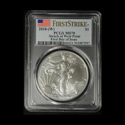 2018-W American Silver Eagle PCGS MS70 First Day of Issue - Image 1 of 3