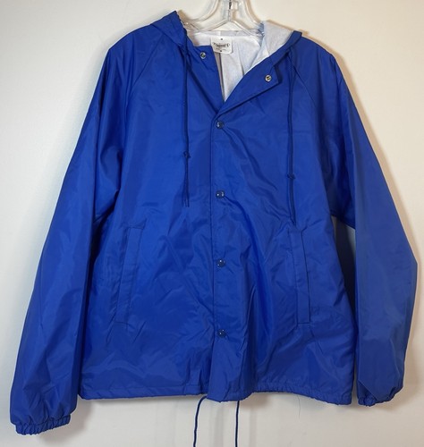 COACH Giacca vintage anni 80 Auburn abbigliamento sportivo allenatore atletico blu uomo media con cappuccio