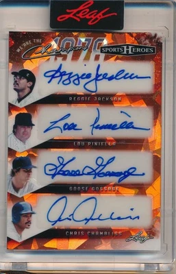 2025 LEAF REGGIE JACKSON/LOU PINIELLA/GOOSE GOSSAGE/CHAMBLISS AUTO #5/6 YANKEES - Image 1 of 2