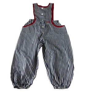 Pagliaccetto vintage OshKosh B’Gosh Vestbak blu bianco ferrovia a righe taglia 4T un pezzo - Foto 1 di 14