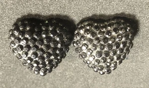 Vintage Ohrclips mit schwarzem Stein wie Herzform - Bild 1 von 2