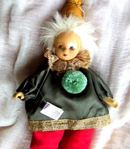 Harlekin Puppe Clown venezianisch Pierrot grün rot schwarz - Bild 1 von 2