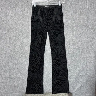 I AM GIA Pants Womens Small Black Sheer Mesh Burnout Velvet Cutout Zip Amina - Image 1 of 4