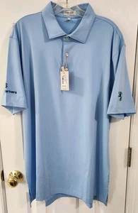Polo sportiva Peter Millar Crown nuova taglia L blu chiaro golf SS Sound Partners - Foto 1 di 13