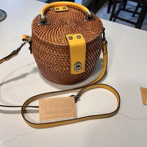 Patricia Nash 10th Anniversary Wicker Basket Purse Mirror Crossbody Bag Rare - Bild 1 von 10