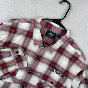 Harley Davidson Freedom Plaid Shirt Men’s XL Tall Red Biker Motorcycle Rider - Picture 1 of 7