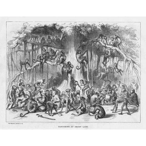 BEAUTY & THE BEAST Pantomime Scene at Drury Lane Theatre - Antique Print 1870 - Picture 1 of 1