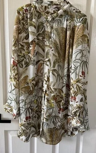 Women’s Loose Blouse Shirt Size 18 Resort Wear Green Plants Palm Tree Sb11 - Picture 1 of 6