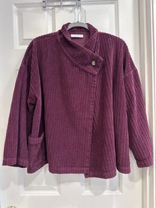 Chaqueta cuadrada acanalada Bryn Walker púrpura bayas pana para mujer talla L artística boho - Imagen 1 de 9