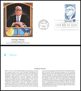 1994 George Meany Sc 2848 FDC Fleetwood AFL-CIO labor unions rights leader - Picture 1 of 1