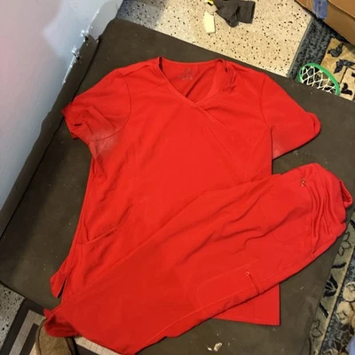 Infinity Women’s Scrub Set- Red- Xl Top Medium Bottoms - Image 1 of 3