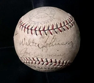Walter Johnson & Joe Cronin 1929 Senators Signed (20) Official AL Baseball. JSA - Picture 1 of 7