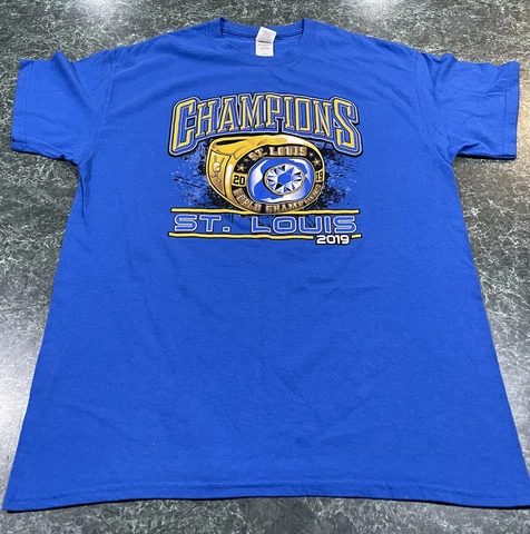 2019 St. Louis Blues Stanley Cup Championship Ring Blue Graphic T-Shirt Sz Large Cover