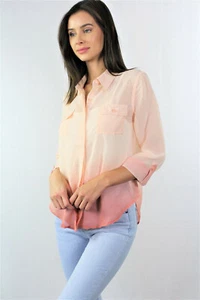 Damen Langarm Zweifarbig Chiffon Top - Bild 1 von 3