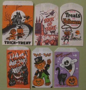 Pacchetto di 6 borse dolcetto o scherzetto Halloween anni '50 - Foto 1 di 8