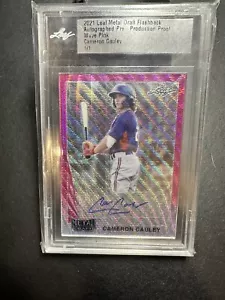 Cameron Cauley 2021 Leaf Metal Draft Flashback Pink Wave Auto Pre-Production 1/1 - Picture 1 of 3