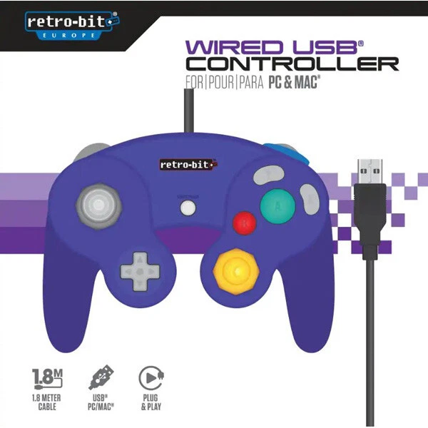 Retro-Bit Purple Wired GameCube Controller for PC & Mac [Brand New] - Image 1 of 1