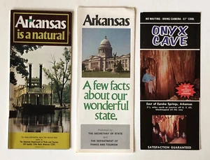 Lote de folletos turísticos de Arkansas de la década de 1970 mapas parques cueva de ónix hechos estatales viajes de colección - Imagen 1 de 8