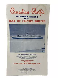 Canadian Pacific brochure Bay of Fundy S.S. Princess Helene Steamship Rail 1950 - Picture 1 of 5