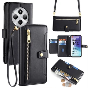 Per Cellulare Xiaomi Redmi 14C Custodia Con Nastro Scompartimento Carte PU Pelle - Bild 1 von 18