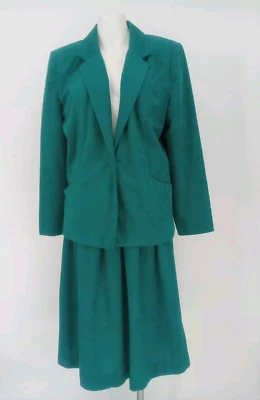 De Colección Donovan Galvani Años 70 80 Verde Azulado Imitación Gamuza 2 Piezas Falda Chaqueta Traje 14 Foto 1 de 4