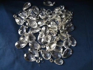 Vintage Lot Chandelier Glass Faceted Crystal Pendant Prisms Replacements - Picture 1 of 11