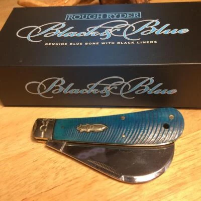 Rough Ryder Black and Blue Series Hawkbill 4" Pocket Knife RR2121 - Image 1 of 3