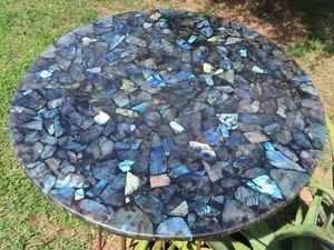 Mesa de centro de piedra hecha a mano de ágata de labradorita ágata mesa de comedor decoración del hogar - Imagen 1 de 9