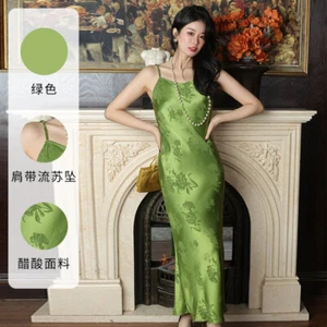 Nuova gonna stile cinese camicetta gonna lunga donna Qipao abito coda di pesce gonna - Foto 1 di 16