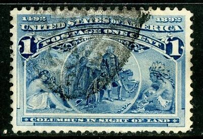 USA 1893 Columbian 1¢ Columbus  Scott # 230 VFU G549 - Image 1 of 2