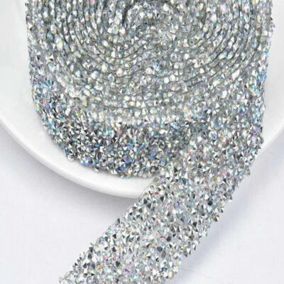 1 Yard Rhinestone Ribbon Sparkle Diamante Trim Sewing Craft Decor 3cm Width New - Image 1 of 4