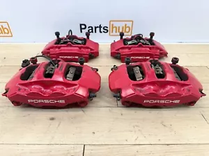 2015 PORSCHE CAYMAN 981 OEM FRONT & REAR BRAKE CALIPER SET OF 4 BREMBO RED #0441 - Picture 1 of 14