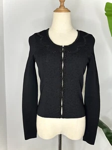 Alannah Hill “Crash Smash Girl” Crepe Knit Beaded Jacket Women’s Size 8 - Picture 1 of 5