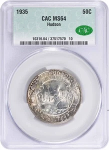 Hudson Commemorative Silver Half Dollar 1935 MS64 CACG - Picture 1 of 4