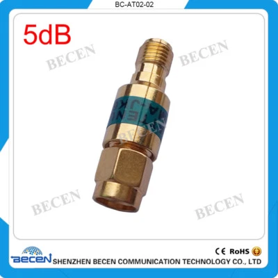 BECEN Fixed Attenuator2W SMA Attenuator 5DB SMA Plug male to Jack female 2Watt DC-6Ghz