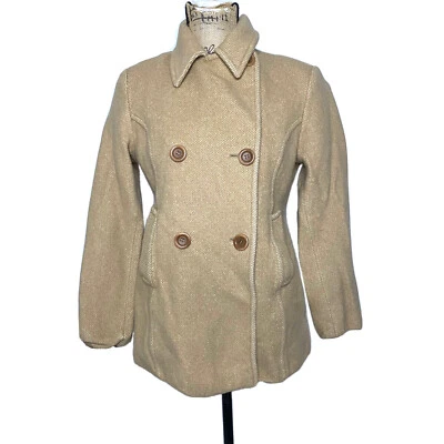 Cinzia Rocca Wool Angora Coat 6P Beige Double Breasted Jacket - Image 1 of 4