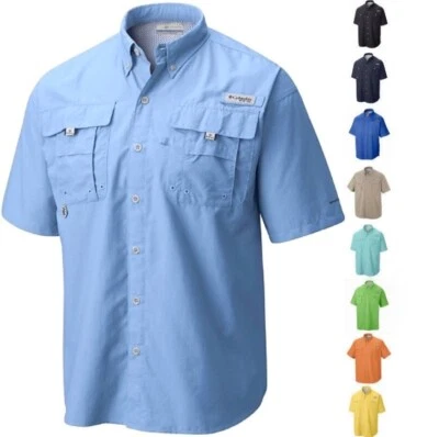 NEW COLUMBIA Men’s PFG Bahama Short Sleeve Fishing Shirt UPF 30 Vented - Image 1 of 4